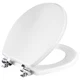 Mayfair Bennett Toilet Seat with Chrome Hinges, Slow Close Wood Round, 