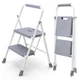DUMOS Step Ladder, 2 Step Stool Foldable with Anti-Slip Pedal & Comfortable