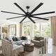 Ceiling Fan 96 Inch Industrial DC Motor 8 Blades Remote Black ZMISHIBO Large