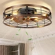 Ceiling Fan 23.6 Flush Mount Caged Light Remote Rustic Gold KJ8810-BK VOLISUN