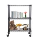 New BestOffice 3-Tier Wire Storage Shelves with Wheels 23x13x31 Black Adjustable