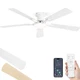 Ceiling Fan 52 Inch Flush Mount LED Light App Remote Control Brown BJ52 ZMISHIBO