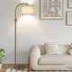 Floor Lamp Arc Dimmable LED 1200 Lumens Brown Linen Shade F1599 Nintiue Upgraded