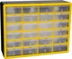 24 Drawer Plastic Storage Cabinet 20 W x 6 D 16 H Akro Mils Yellow