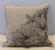 Arhaus Square 18" Pillow Cover w Insert Garden Pewter Big Flower Beaded On Linen