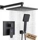 POP Sanitaryware Matte Black 10&rdquo; Rainfall Shower Faucet Set- Stressed Box