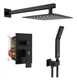 10" SR SUN RISE Black Square Rainfall Shower Head and Handle Set. 