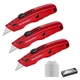 Utility Knife Retractable Heavy Duty Box Cutter 3PCS Red 6.3 WORKPRO