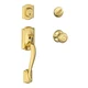 Door Handleset Single Cylinder Camelot Georgian Knob Bright Brass F60 SCHLAGE