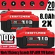 2PACK 20V 8.0AH For Craftsman 20 Volt MAX Li-ion Battery CMCB204 CMCB202 CMCB201