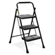 HBTower 3 Step Folding Ladder Anti-Slip Pedal 500lbs Steel Step Stool Handgrip