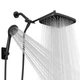 Seacity Wide Rain Shower Head With 5 Modes Handheld Showerheads, High Black 
