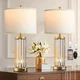 QiMH Gold Table Lamps for pack of 2 (brushed gold), Brushed gold & clear 