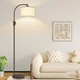 Nintiue Upgraded Modern Arc Dimmable Tall Matte Brown-Beige Linen Shade 