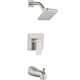 Shower Faucet Set 4 Inch Square Rainfall Head Brushed Nickel Heyalan Spout Trim