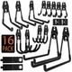 KOFANI Steel Garage Storage Hooks - 16 Pack Anti-Slip Coating, Heavy Duty Wal...