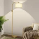 Nintiue Upgraded Modern Arc Dimmable Tall 65 inches, Gold-Linen Shade 