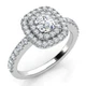 4.1ct Simulated Diamond Double Halo Engagement Ring 14k White Gold Plated
