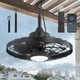 LEDIARY 20" Outdoor Ceiling Fan with Lights,IP65 Waterproof Gazebo Hanging Fa...