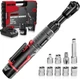 Alloyman 12V Cordless Ratchet Wrench Set, 60FT-LBS, 6 Sockets, 2 Batteries