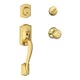 SCHLAGE Camelot Single Cylinder Handleset and Georgian Knob, Bright Brass (F60 C
