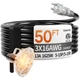 Deeklify 50 ft 16/3 awg 3 Outlet Extension Cord Splitter with Indicator,