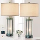 Table Lamps Set of 2 USB Ports Farmhouse Vintage Retro Green RO-8907 RORIA Room