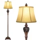 Sucolite Vintage Floor Lamp for Living Room, Traditional White & Brown 