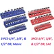 WORKPRO 3PCS Magnetic Socket Organizer Sets Socket Holder 1/4"3/8" 1/2" Red/Blue
