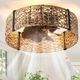 Ganeed 20" Boho Fandelier Ceiling Fan with Light, Rattan Caged Ceiling Fan wi...