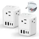 Travel Plug Adapter 2 Pack 4 AC Outlets USB Ports Foldable FLASHSONIC European