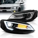 VLAND LED DRL Projector Headlights For 2012-2018 VW Jetta (Not GLI) Seq Signal