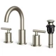 FORIOUS Brushed Nickel Bathroom Faucet 3 Hole Vanity with Metal Pop Up Drain ...