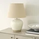 Nourison 20" White/Sand Farmhouse Ceramic Pot Table Lamp for Bedroom, Living