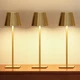 UME 3 Pack Cordless Table Lamp, Battery Operated Lamp - 3 Pack, Brushed Gold 