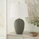 Ceramic Table Lamp 23 Olive Green Drum Shade Bedroom Living Room BIT05 Nourison