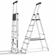 Folding Step Ladder 6 330lbs Max Load Anti Slip Aluminum Silvery OLIXIS Stool