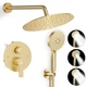 Shower Faucet Set Brass 12IN Rough In Valve Rainfall Brushed Gold J2012G JQBQS