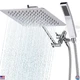 G-Promise 10" All-Metal Dual Square Shower Head Combo | Rain & Handheld Wand