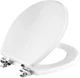 Mayfair Bennett Toilet Seat with Chrome Hinges, Slow Close Wood Seat, Secure Met