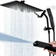 G-Promise All Metal 12 Inches Rain Shower Head with 12 Inches, Matte Black 