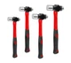 C&T 4-Piece Ball Peen Hammer Set,8 12 16 24oz, Fiberglass Black and Red