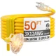 Extension Cord 50ft 12 Gauge Heavy Duty 3 Outlet Waterproof Yellow Deeklify SJTW