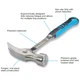 Ox Tools Steel 20 oz Straight Claw Rip Hammer Smooth Face