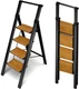 Taranta 4 Step Ladder Portable Folding Wide Pedal Aluminum Step Stool BLACK