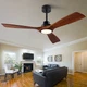 QUTWOB 52" Wood Ceiling Fan with 52 inch Light, Black body+Dark Walnut