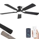 ZMISHIBO 52 Inch Ceiling Fan with Light, App&Remote Control, 52 Inch, Black 